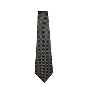 VTG 4' Gianfranco Ruffini Silk Tie Men Navy Gold Geometric Print Italy Necktie